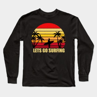 Logo with sunset and surfboard Long Sleeve T-Shirt